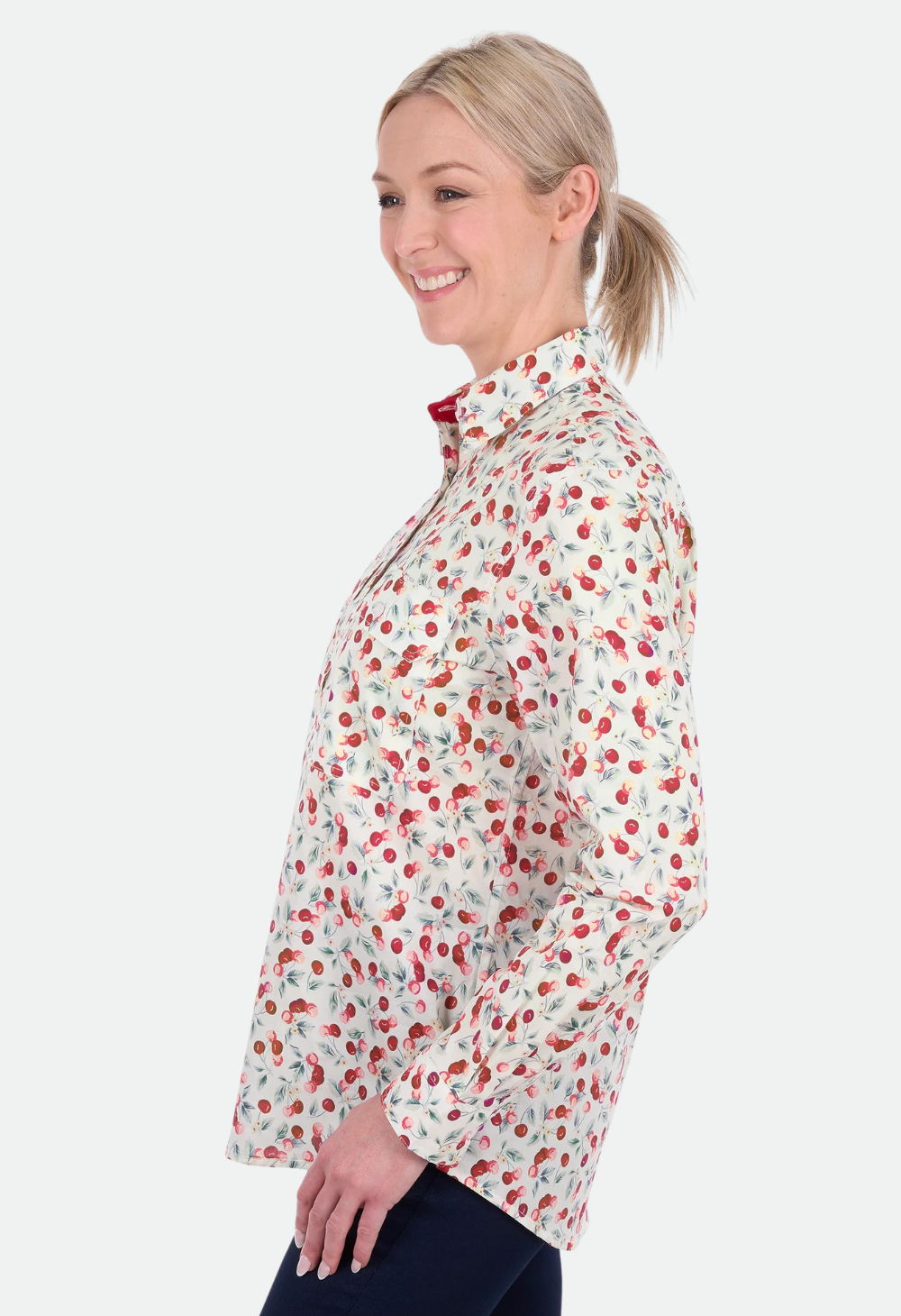 Hard Slog Women’s Clair Half Placket Long Sleeve Shirt - Red