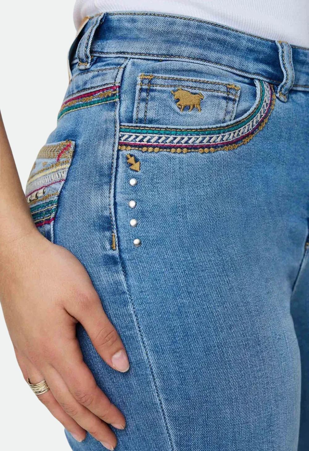 Ringers Western Womens Penny Rodeo Festival High Rise Bootleg Jean - Mid Blue