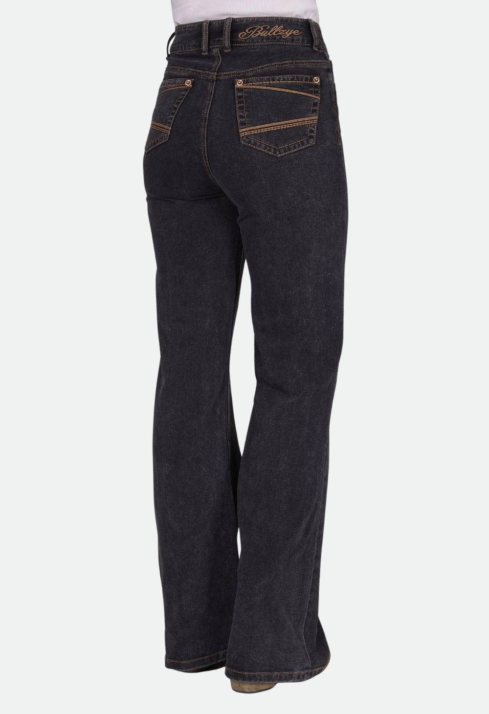 Bullzye Women’s Krystal Wide Leg Jeans - Washed Black 34Leg