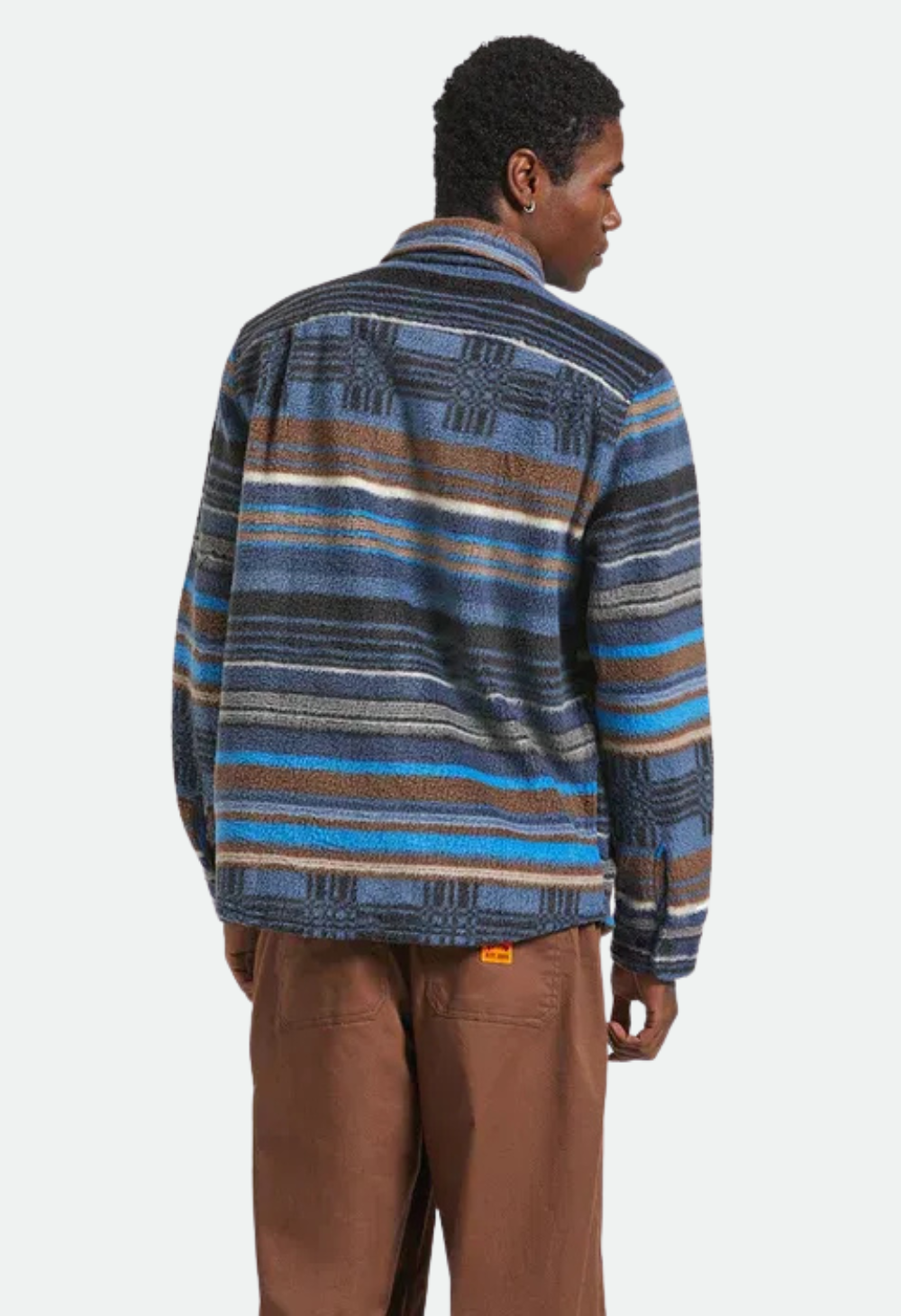 Brixton Men's Bowery Long Sleeve Arctic Stretch Fleece - Mood Indigo Blanket Stripe