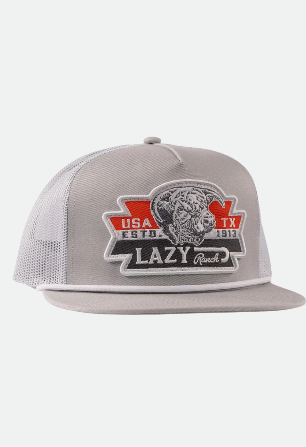 Lazy J Ranch Silver Grey & White El Rancho Classic Rope Trucker Hat