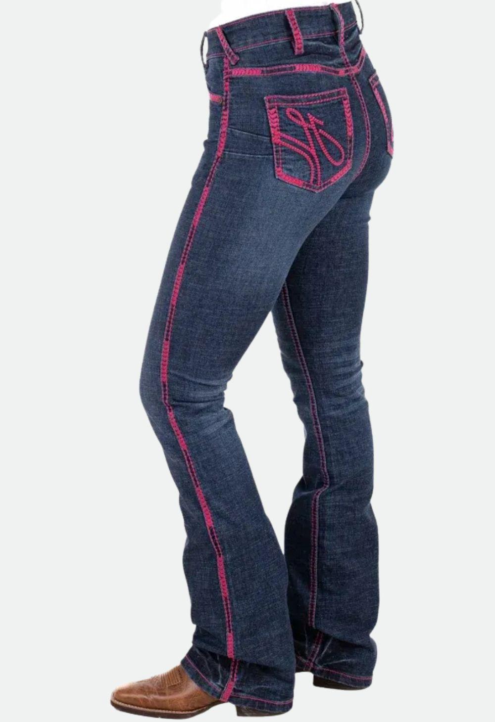 Hitchley & Harrow Ultra High Rise - "SR2241" Core Range Hot Pink Stitch Jean 32Leg
