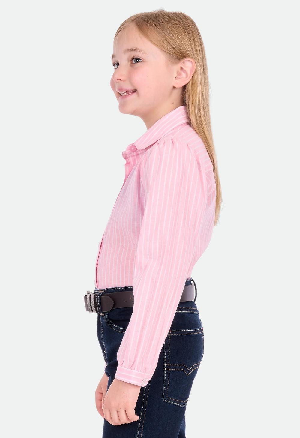 Thomas Cook Girls Myolie Long Sleeve Shirt - Rose Pink/White