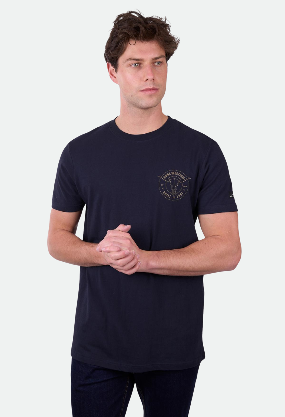 Pure Western Men’s Walker Short Sleeve Tee - Navy – No Exchanges or Refunds