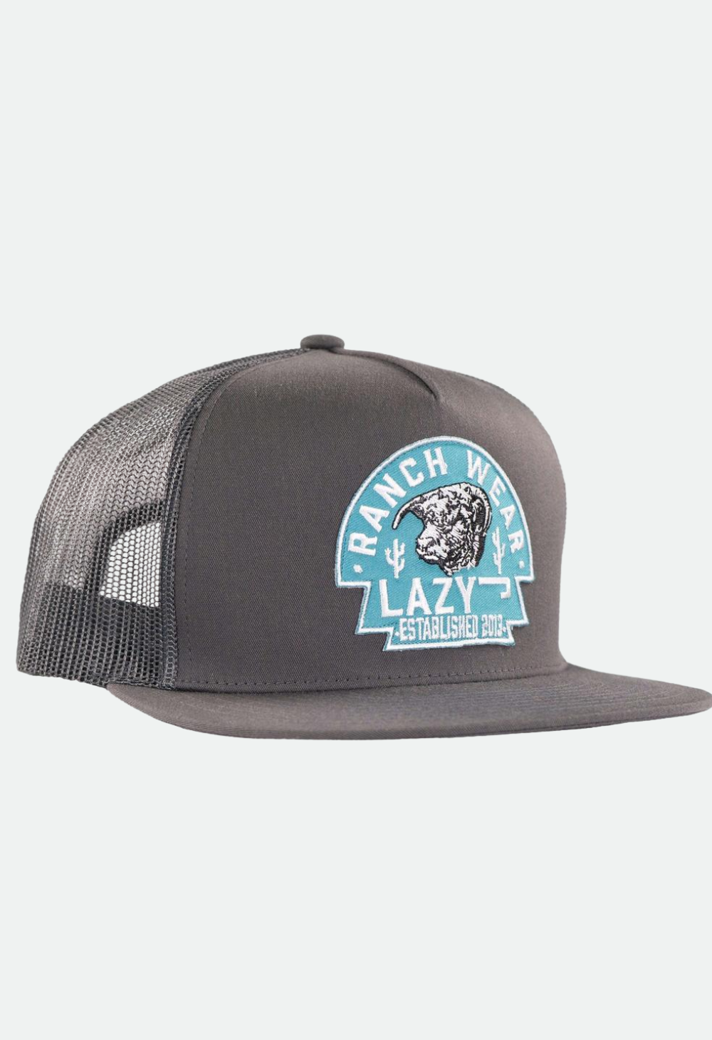 Lazy J Ranch Charcoal Grey Turquoise Arrowhead Classic Five Panel Trucker Hat