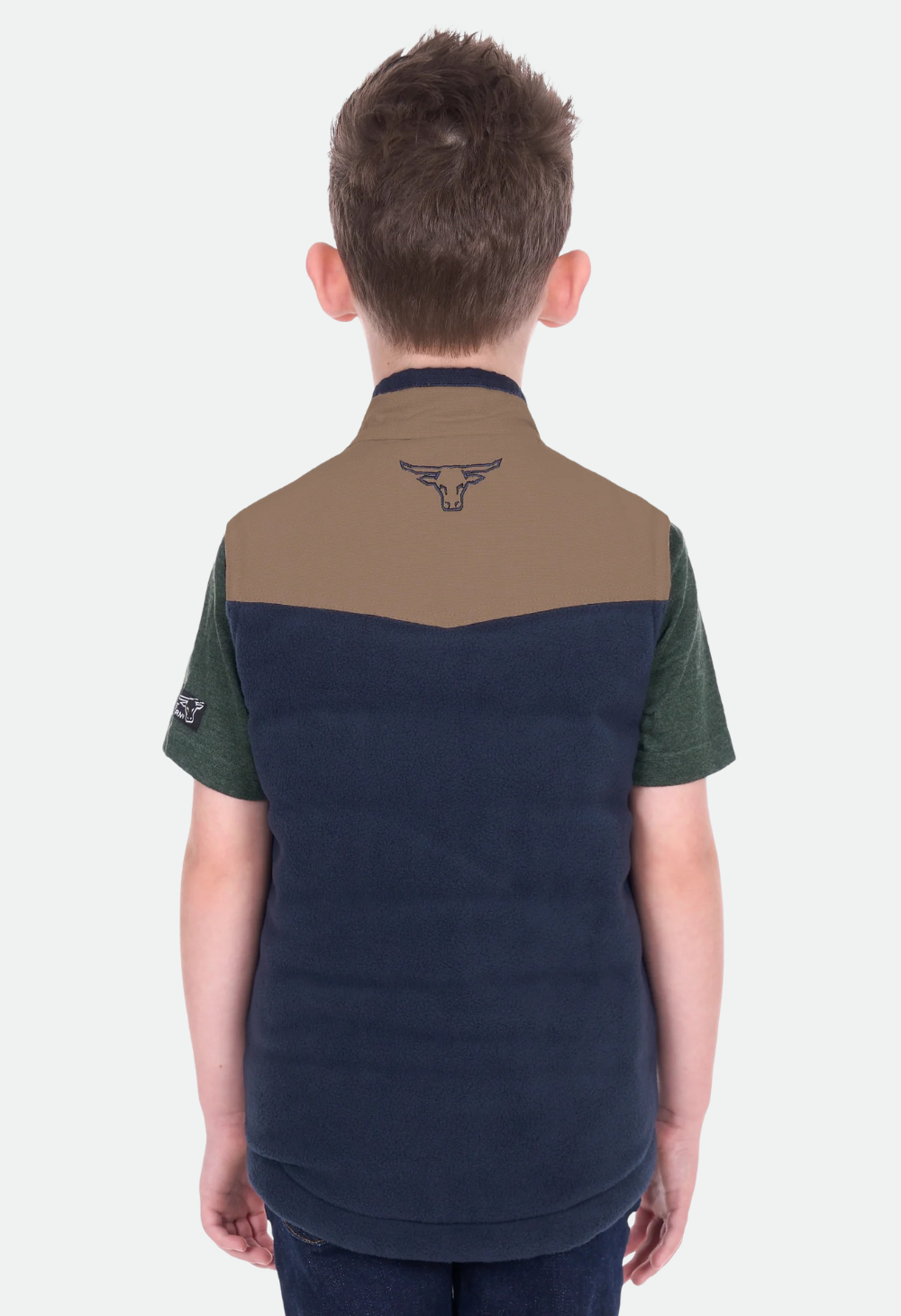 Pure Western Boy’s Jamie Reversible Vest – Stone/Navy