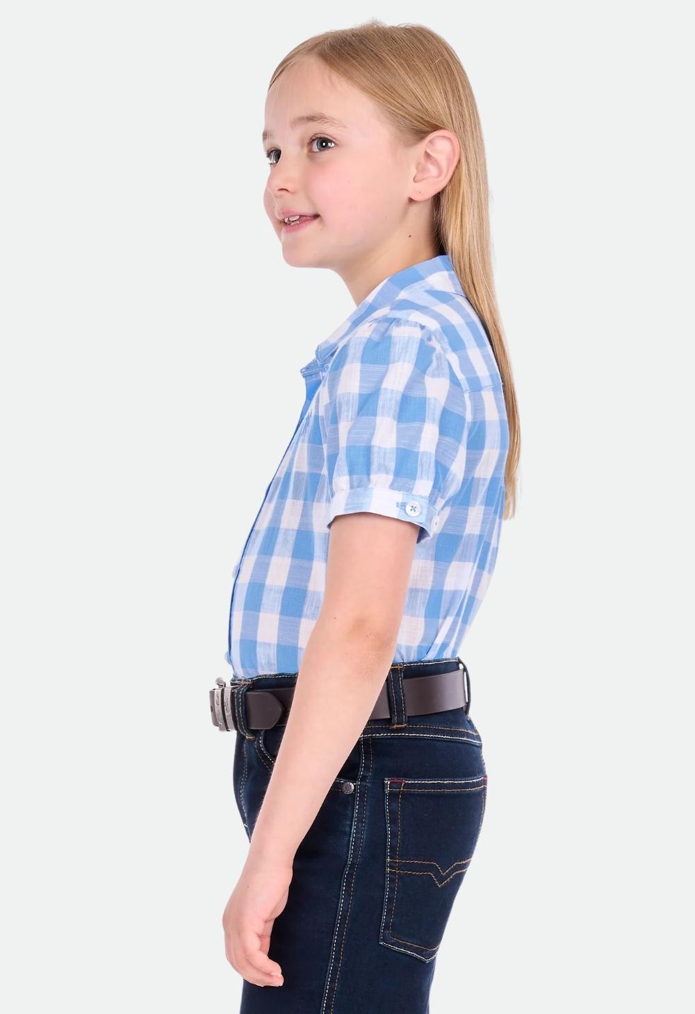 Thomas Cook Girls Wren Short Sleeve Shirt - Blue/White