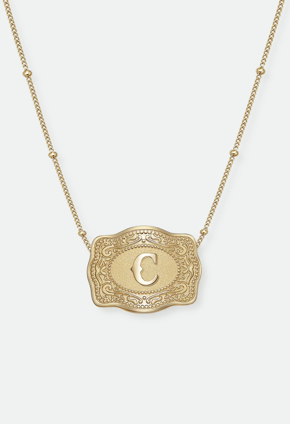 SpurWest Mini Belt Buckle Necklace (Initial) - Gold
