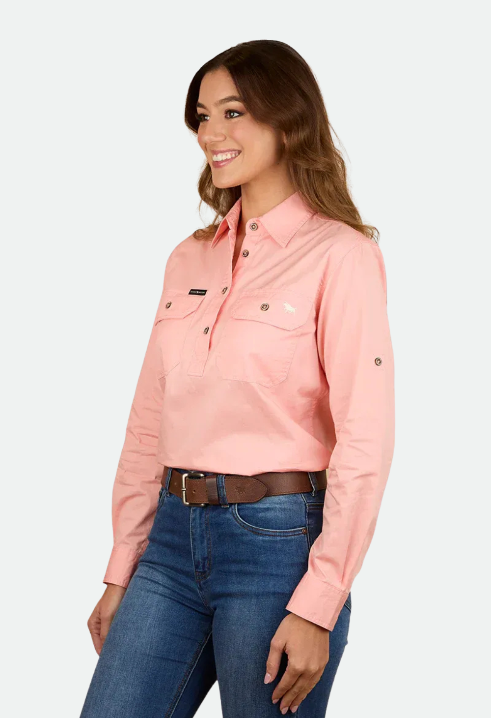 Ringers Western Women's Pentecost River Half Button Work Shirt - Light Blush
