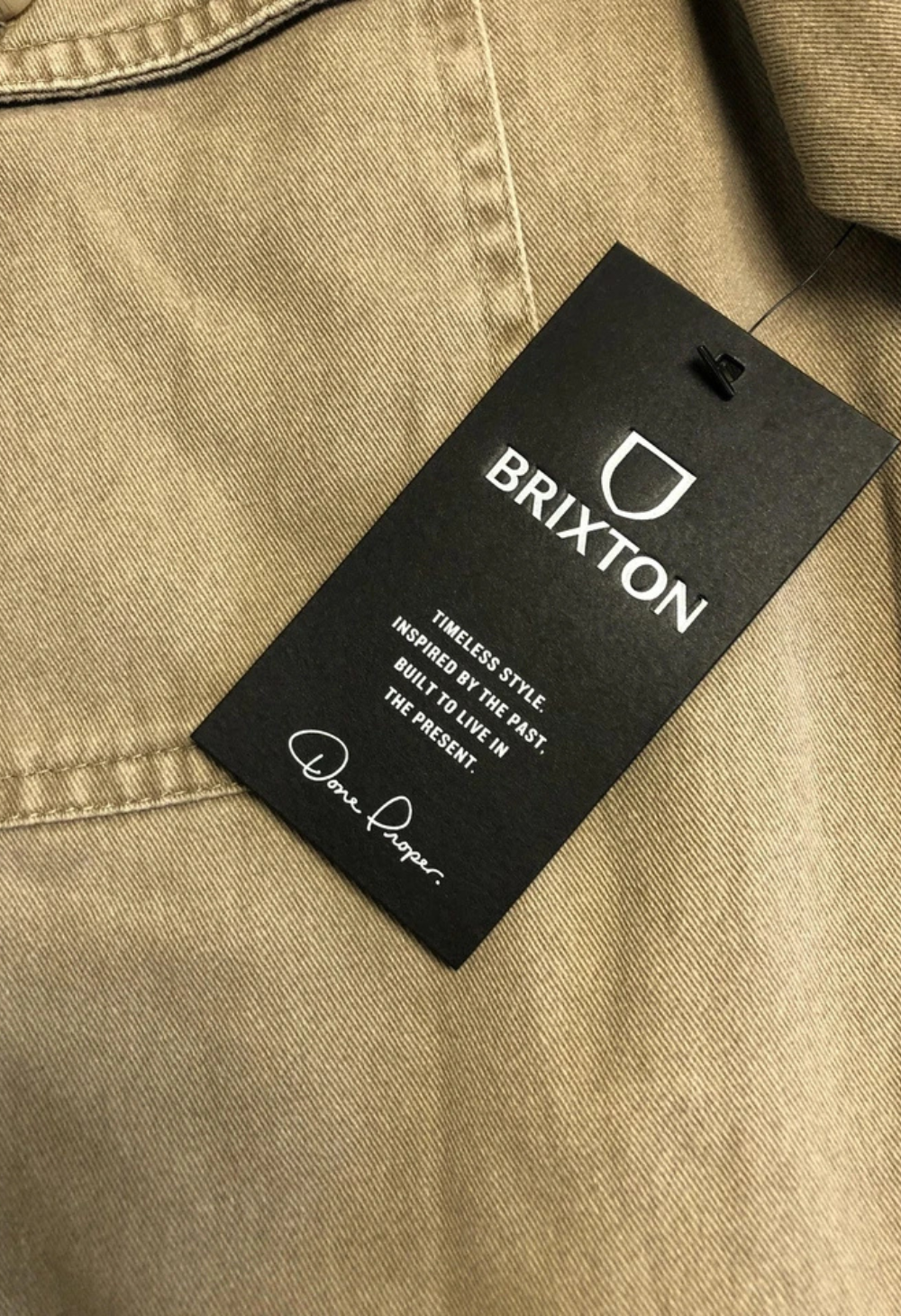 Brixton Mens Trademark Garage Jacket Relaxed Fit Cotton Washed Khaki