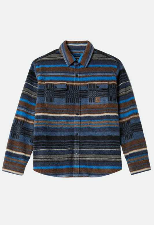 Brixton Men's Bowery Long Sleeve Arctic Stretch Fleece - Mood Indigo Blanket Stripe