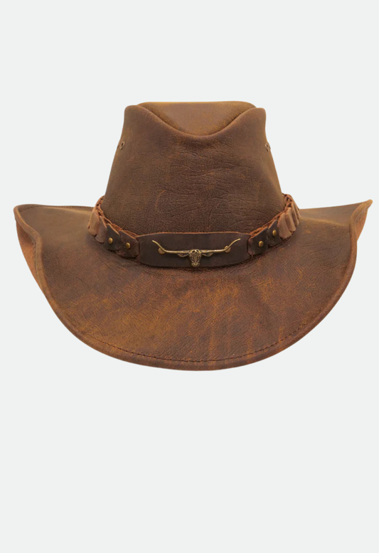 Kakadu Brumby Shapeable Leather Hat - Bark