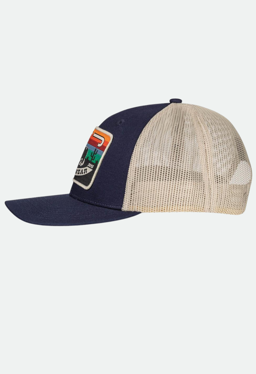 Lazy J Ranch Navy & Tan Serape Sunrise Mid Profile Trucker Hat