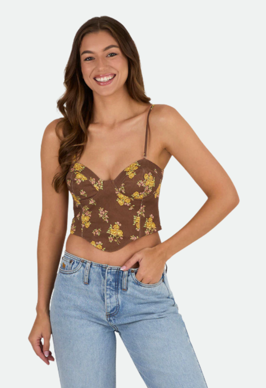 Ringers Western Womens Madison Shirred Corset Top - Toffee