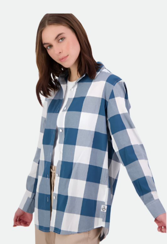 Swanndri Women's Coromandel Long Sleeve Shirt Tidal Teal White – No Exchanges or Refunds