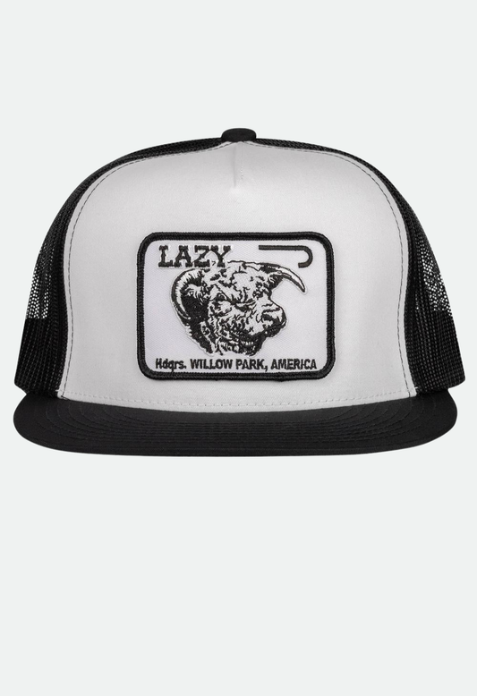 Lazy J Ranch White & Black Willow Cattle Headquarters Classic Five Panel Trucker Hat