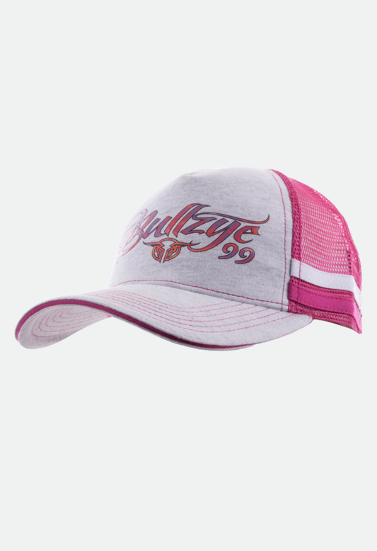 Bullzye Sunset Trucker Cap - White Marle/Pink