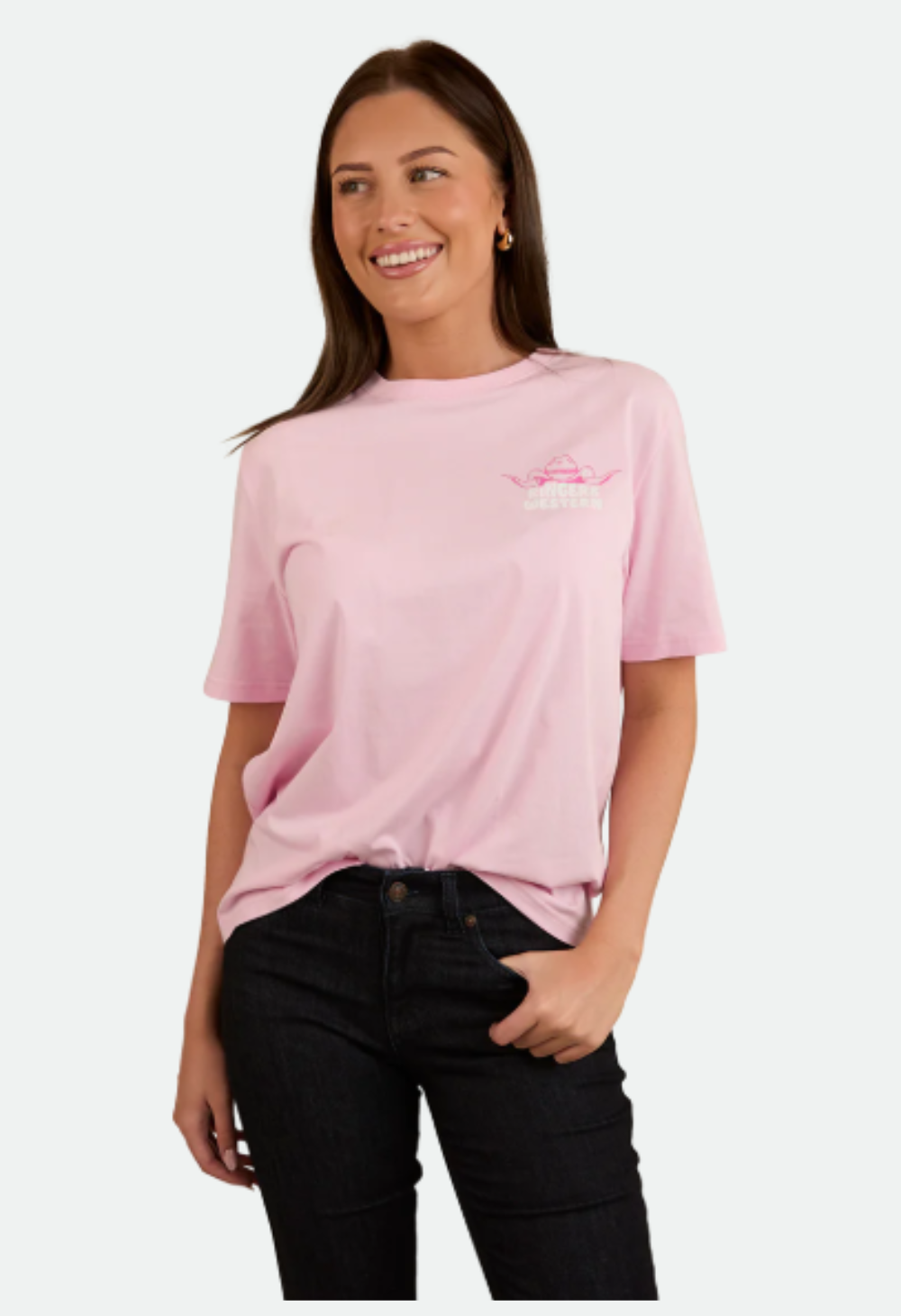 Ringers Western Country Club Womens Loose Fit T-Shirt - Ballet Pink