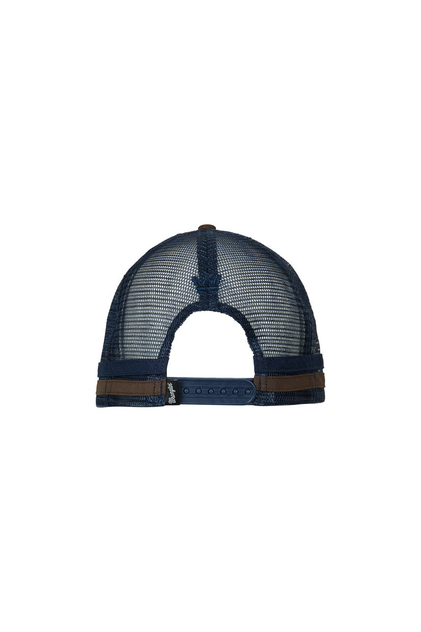 WRANGLER MENS LIAM HP TRUCKER CAP (DARK TAN/NAVY)