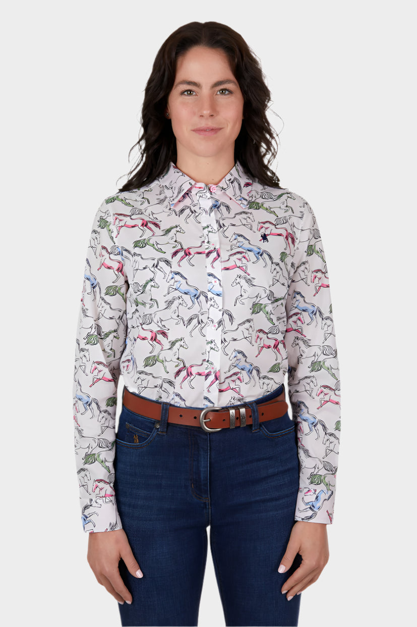 THOMAS COOK WOMENS OPAL L/S SHIRT (WHITE/MULTI)