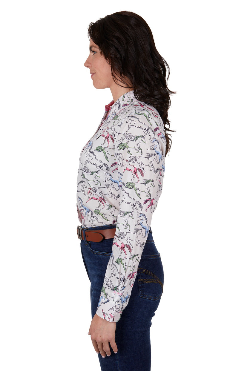 THOMAS COOK WOMENS OPAL L/S SHIRT (WHITE/MULTI)
