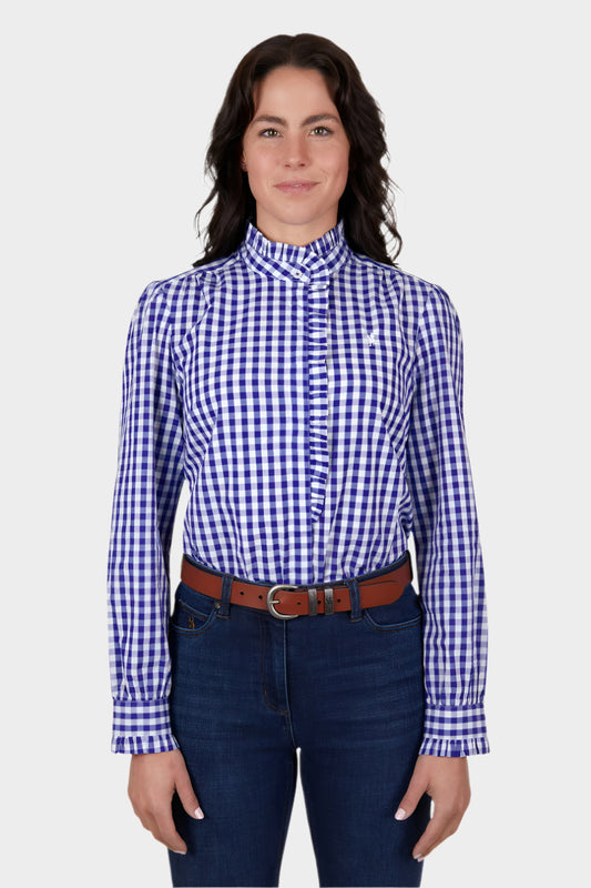 THOMAS COOK WOMENS  DAHLIA FRILL L/S SHIRT (ROYAL BLUE)