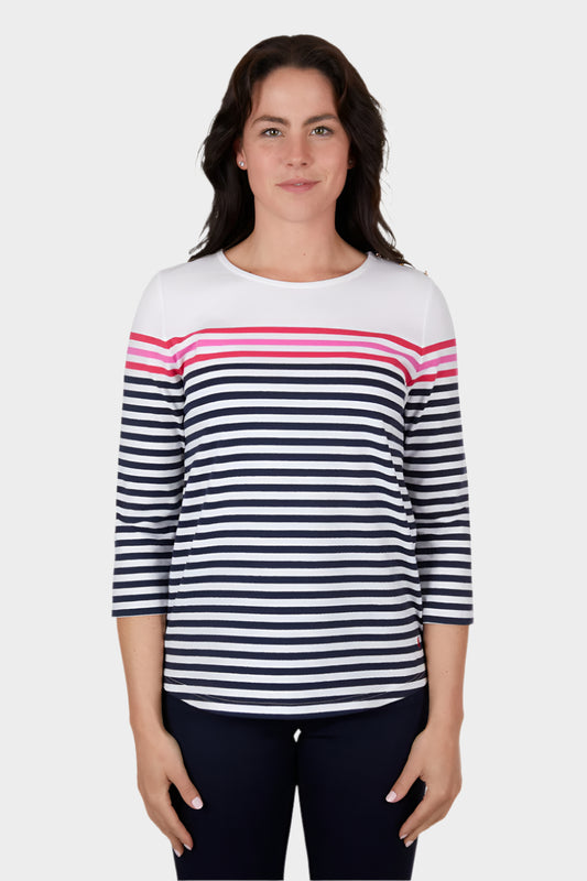 THOMAS COOK WOMENS SARAH 3/4 SLEEVE TEE (WHITE/MULTI)