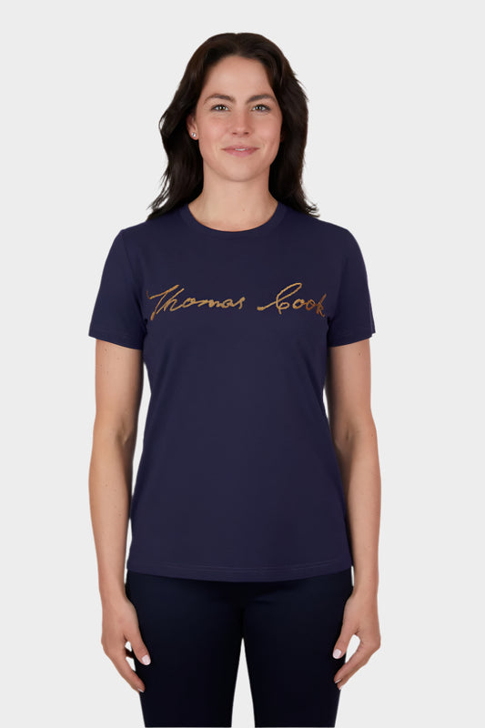 THOMAS COOK WOMENS EVA SCRIPT S/S TEE (NAVY)