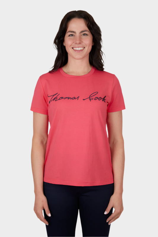 THOMAS COOK WOMENS EVA SCRIPT S/S TEE (BRIGHT ROSE)