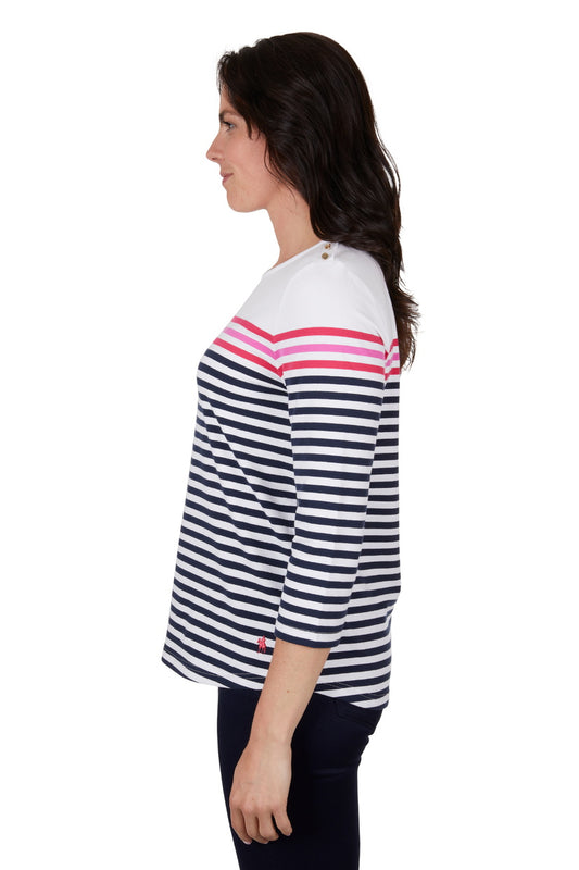 THOMAS COOK WOMENS SARAH 3/4 SLEEVE TEE (WHITE/MULTI)
