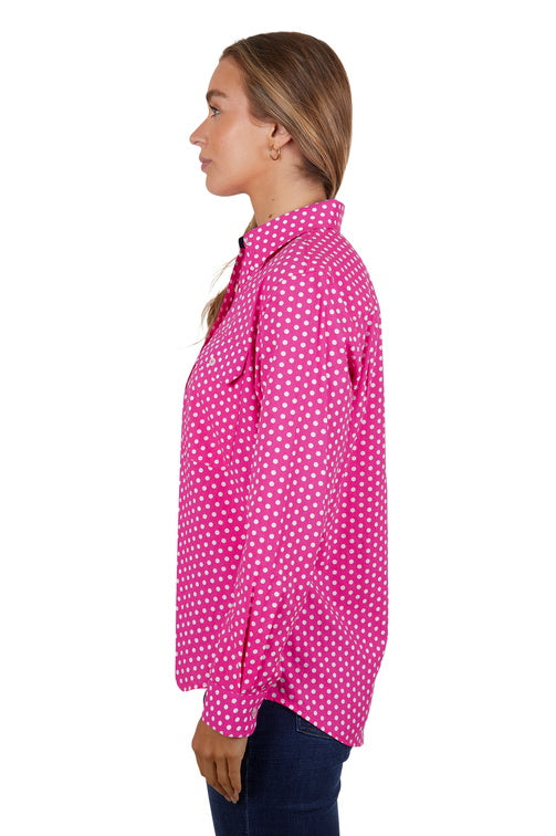 HARDSLOG WOMENS KELLY 1/2 PLKT L/S SHIRT (PINK)