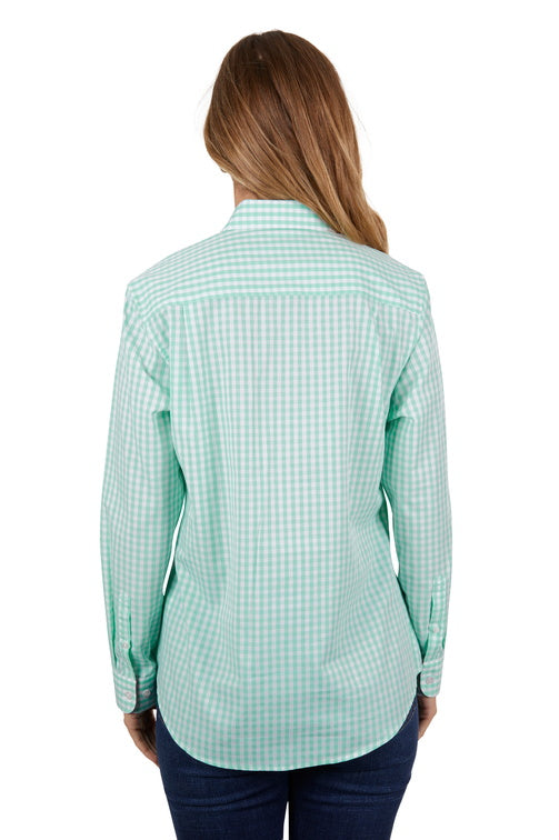 Hardslog Womens Lize 1/2 Placket L/S Shirt (Teal)-CLEARANCE
