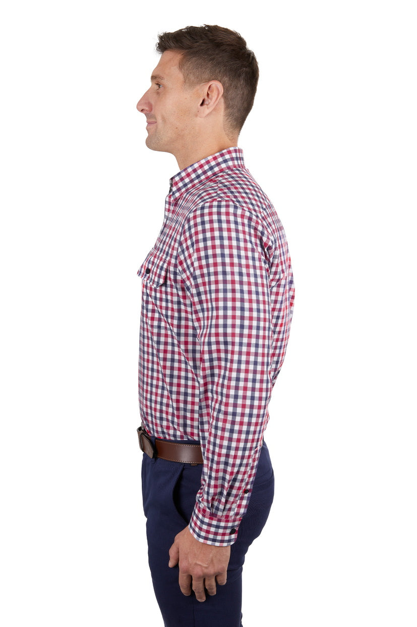 THOMAS COOK MENS KYLE 2-POCKET L/S SHIRT (BLUE/RED)