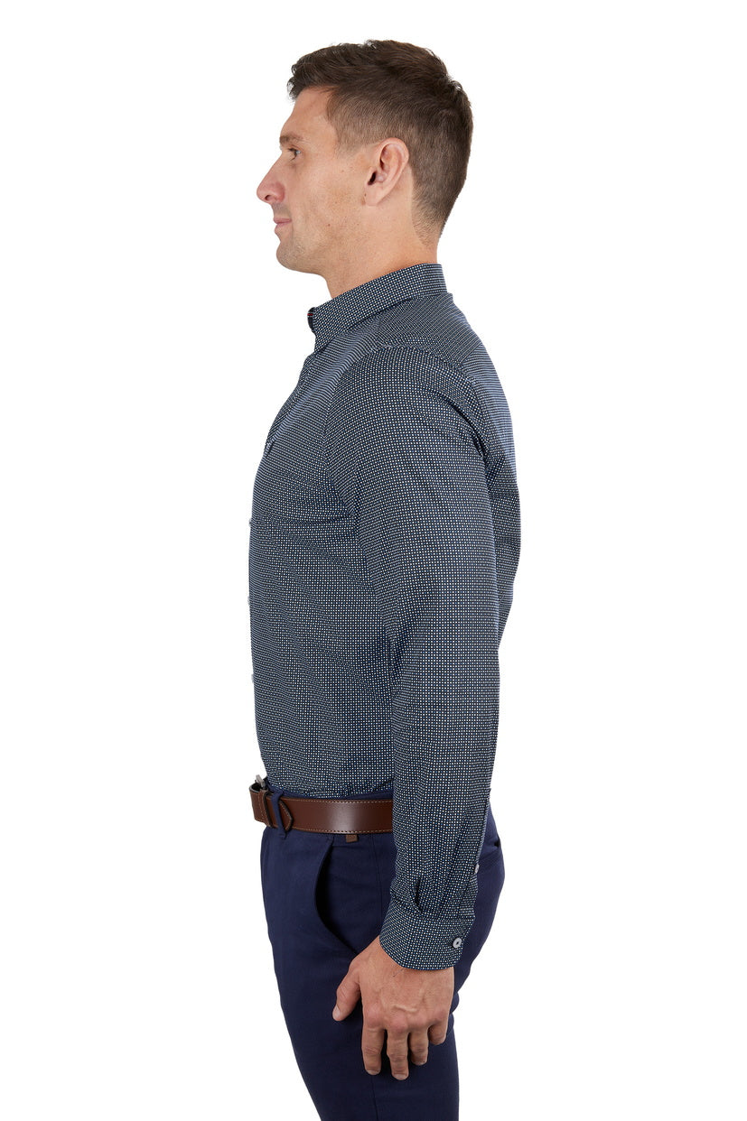 THOMAS COOK MENS CADE TAILORED L/S SHIRT (NAVY/BLUE)