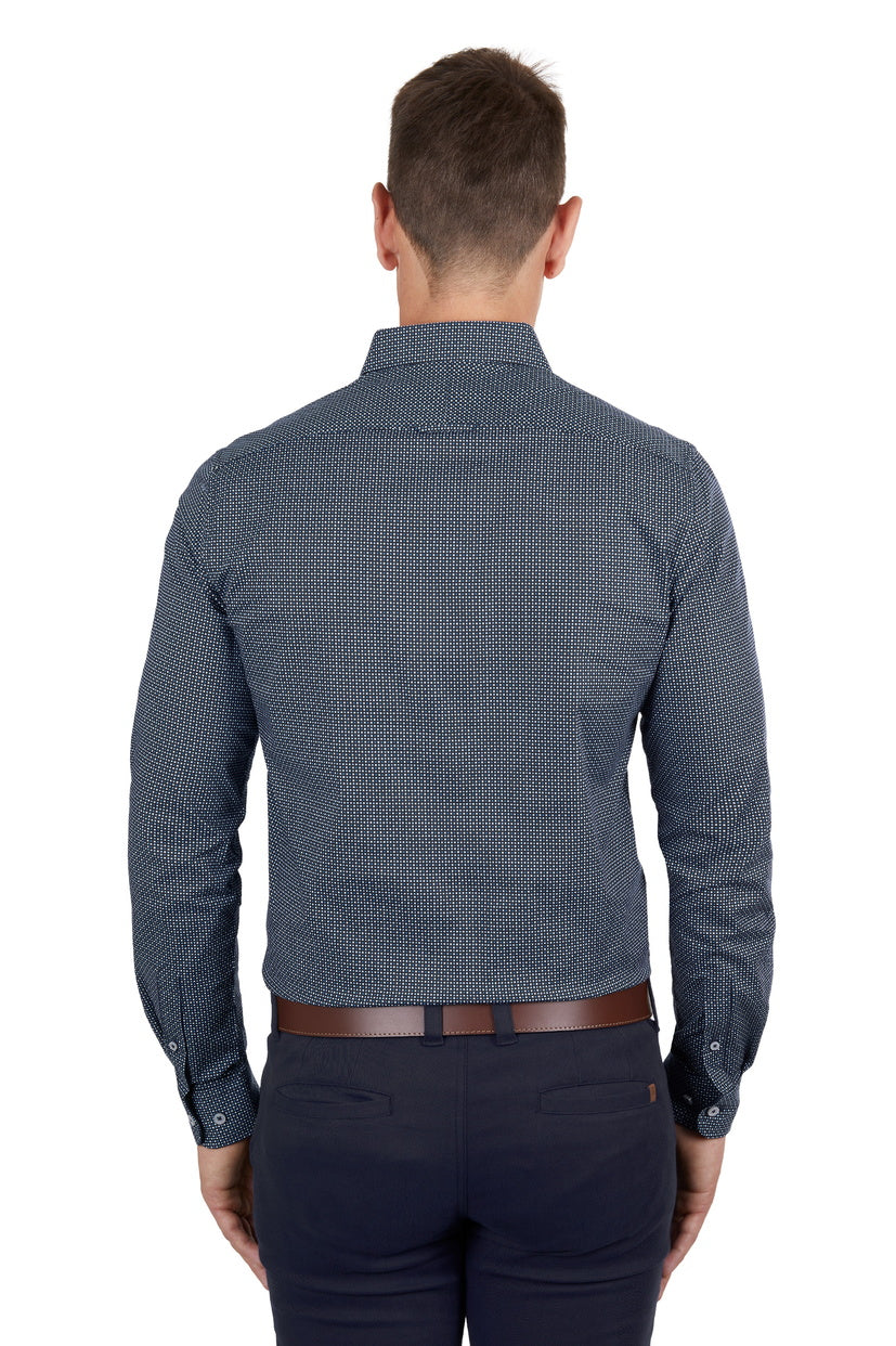 THOMAS COOK MENS CADE TAILORED L/S SHIRT (NAVY/BLUE)