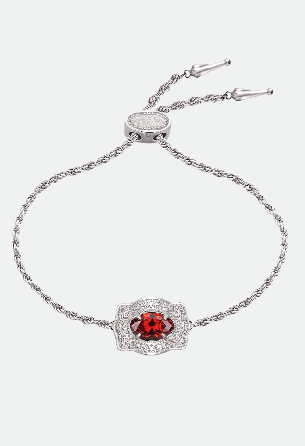 SpurWest Ultra Mini Belt Buckle Birthstone Bracelet - Silver