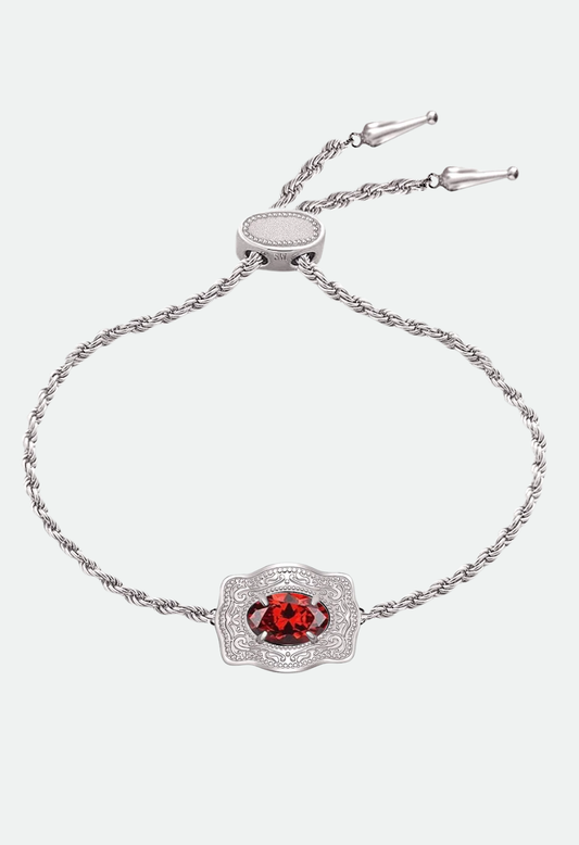 SpurWest Ultra Mini Belt Buckle Birthstone Bracelet - Silver
