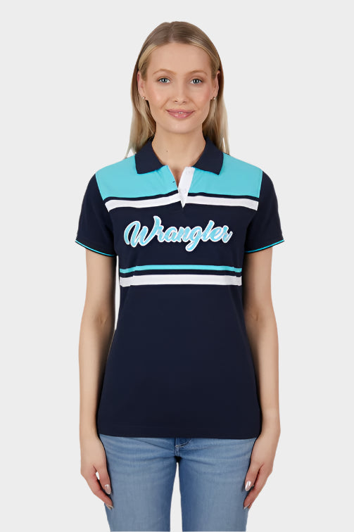 WRANGLER WOMENS LUCY S/S POLO (AQUA)