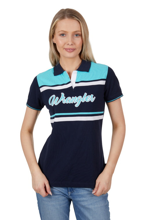WRANGLER WOMENS LUCY S/S POLO (AQUA)
