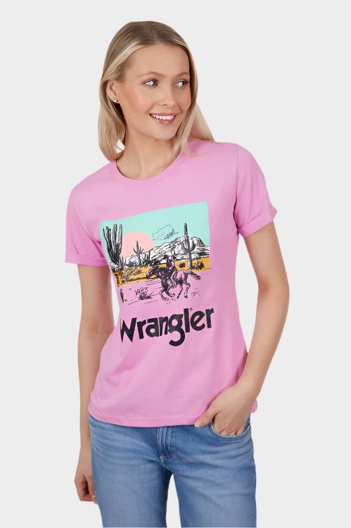 Wrangler Womens Tegan S/S Tee (Pink)-CLEARANCE