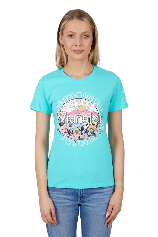 WRANGLER WOMENS SARA S/S TEE (AQUA)