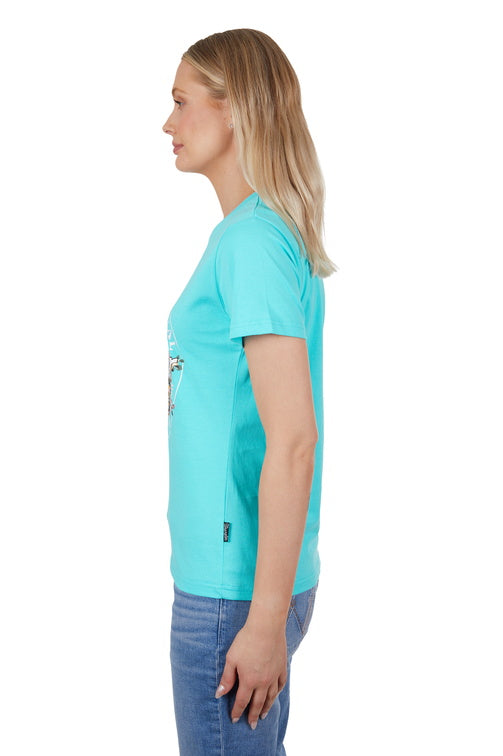 WRANGLER WOMENS SARA S/S TEE (AQUA)