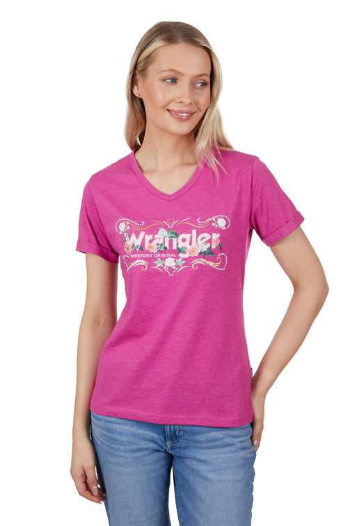WRANGLER WOMENS ALICE S/S TEE (PINK MARLE)