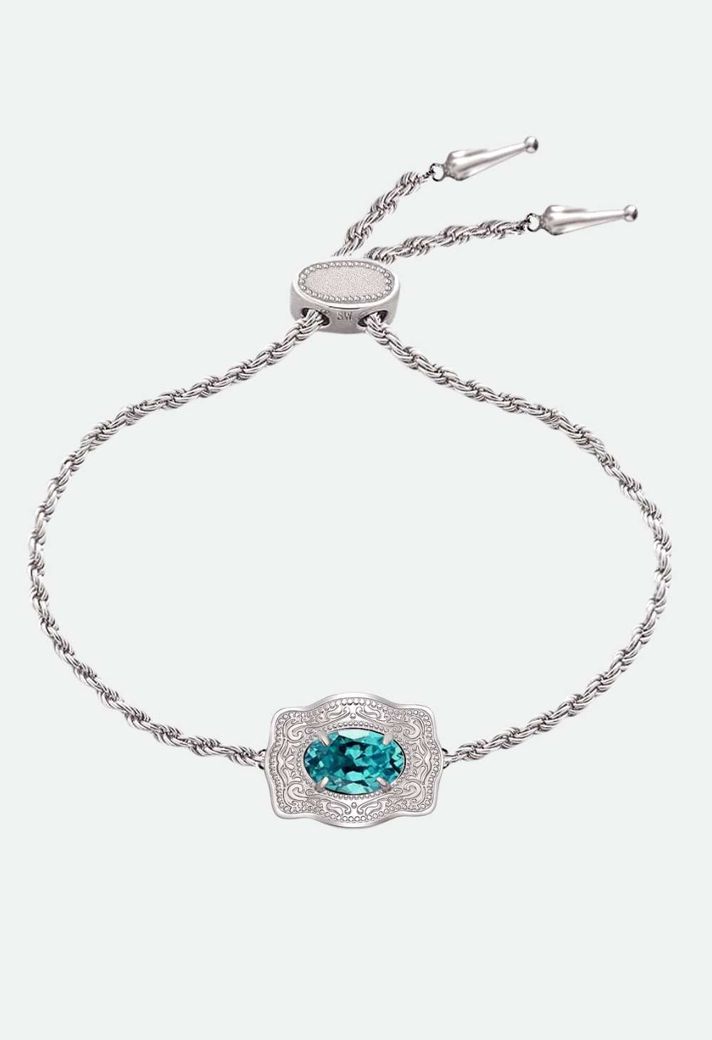 SpurWest Ultra Mini Belt Buckle Birthstone Bracelet - Silver