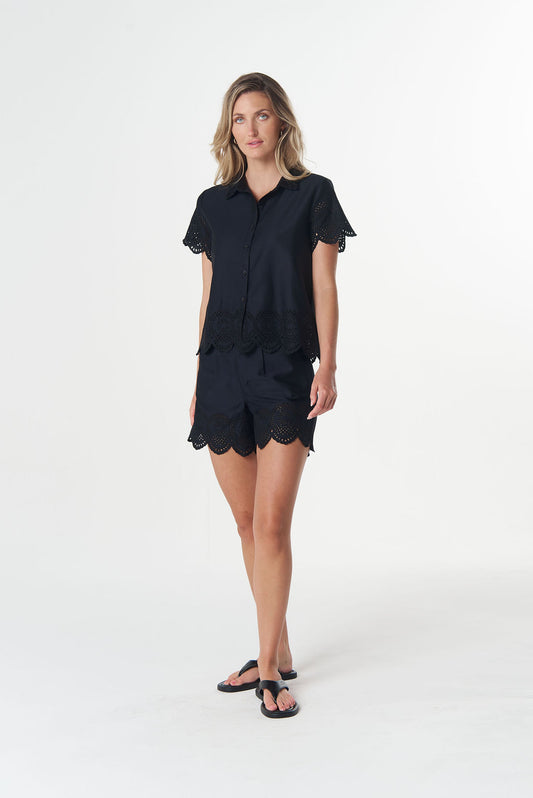 Goondiwindi Cotton Salt Embroidered Cotton Shirt - Dark Navy