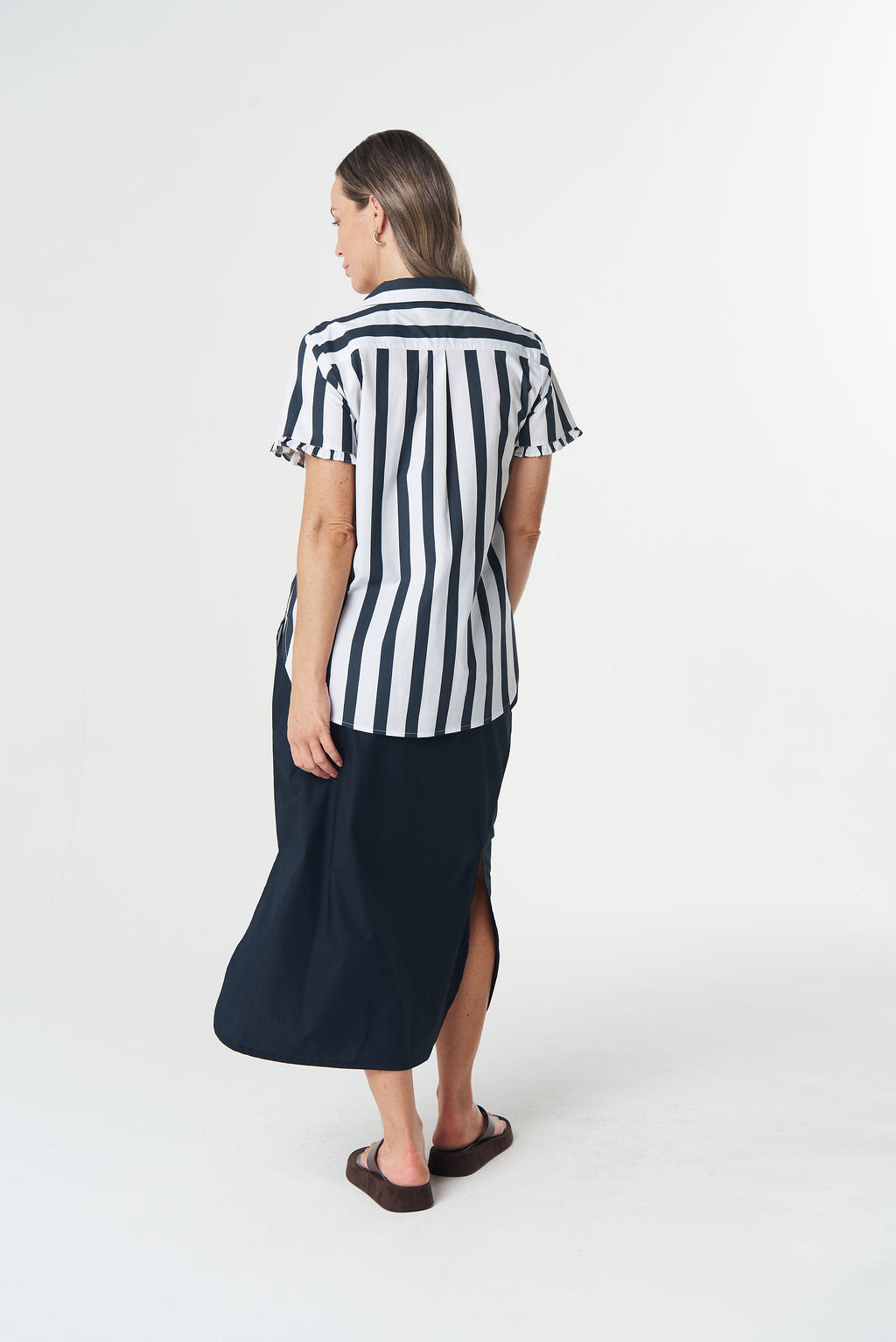 Goondiwindi Cotton Dune 2 Ruffle Sleeve Shirt - Hamilton Stripe
