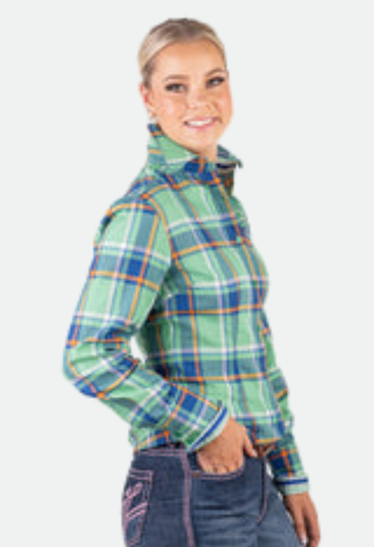 HITCHLEY & HARROW FITTED - RR01-27 EMERALD CHECK COLLARED RANCH RANGE ARENA SHIRT