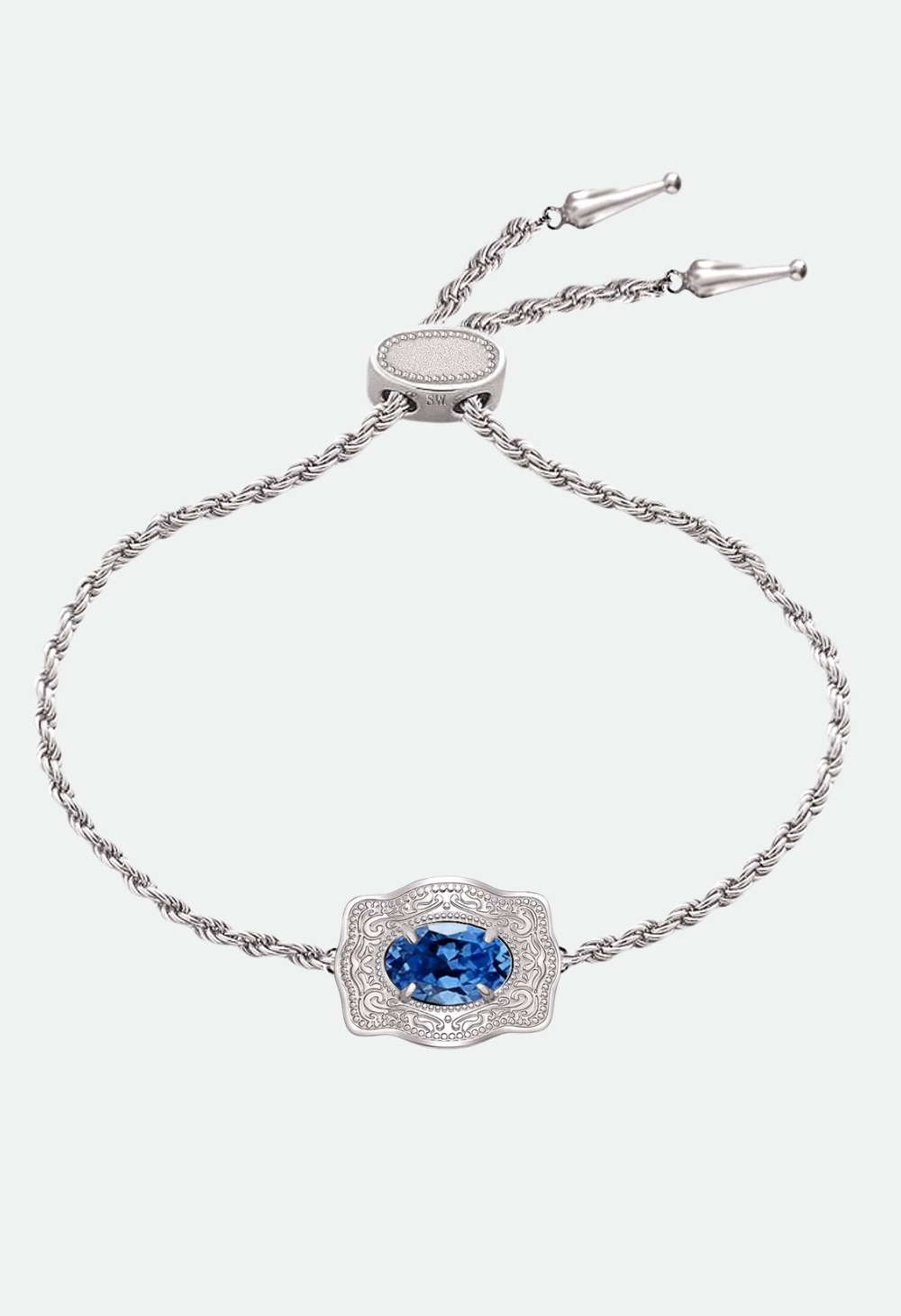 SpurWest Ultra Mini Belt Buckle Birthstone Bracelet - Silver