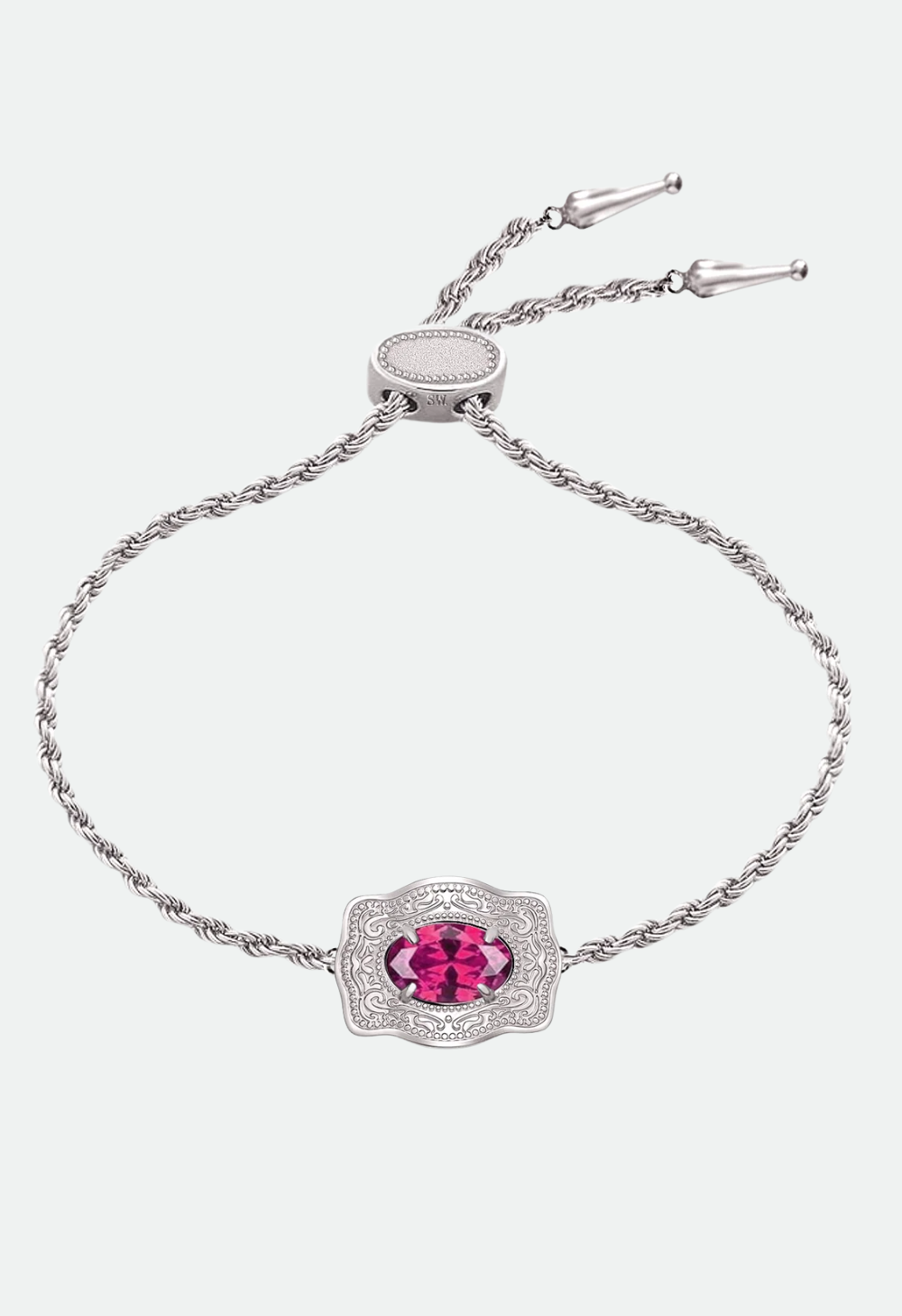 SpurWest Ultra Mini Belt Buckle Birthstone Bracelet - Silver