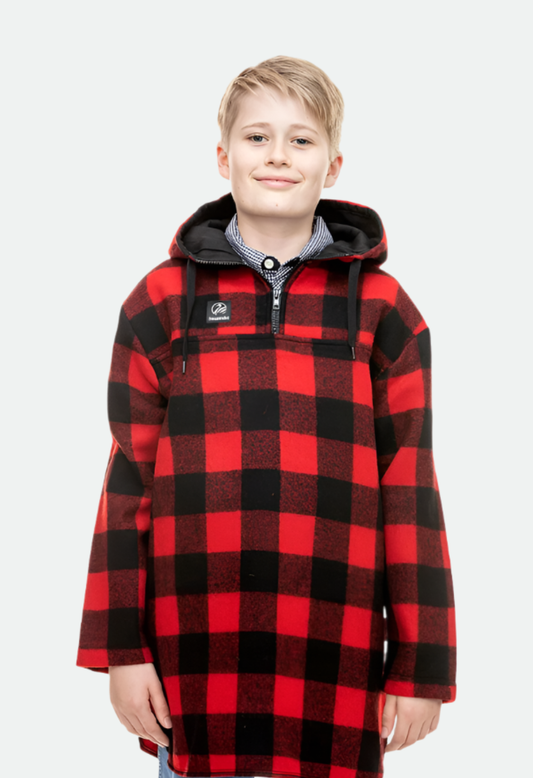 Swanndri Kid's Brixton Wool Bushshirt - Oxblood Grid